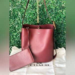 Coach Burgundy Bleecker Leather Shoulder Bucket Bag NWT
